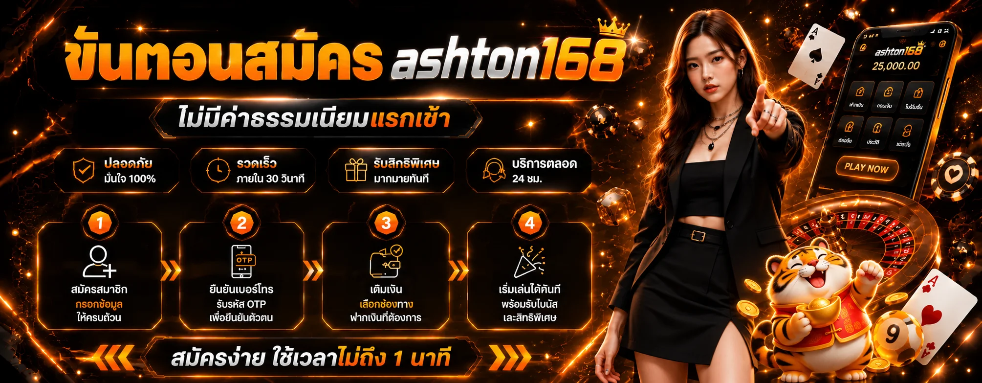 แบนเนอร์ขั้นตอนสมัคร ashton168 สี่ขั้นตอน